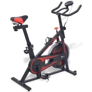 vidaXL Cyklotrenažér so snímačom pulzu, čierno červený-1