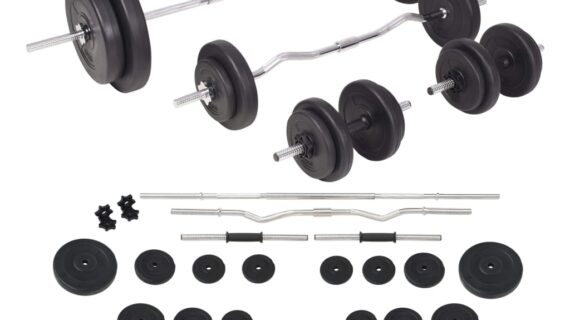 vidaXL Súprava závaží a tyčí barbell a dumbbell, 90 kg-1