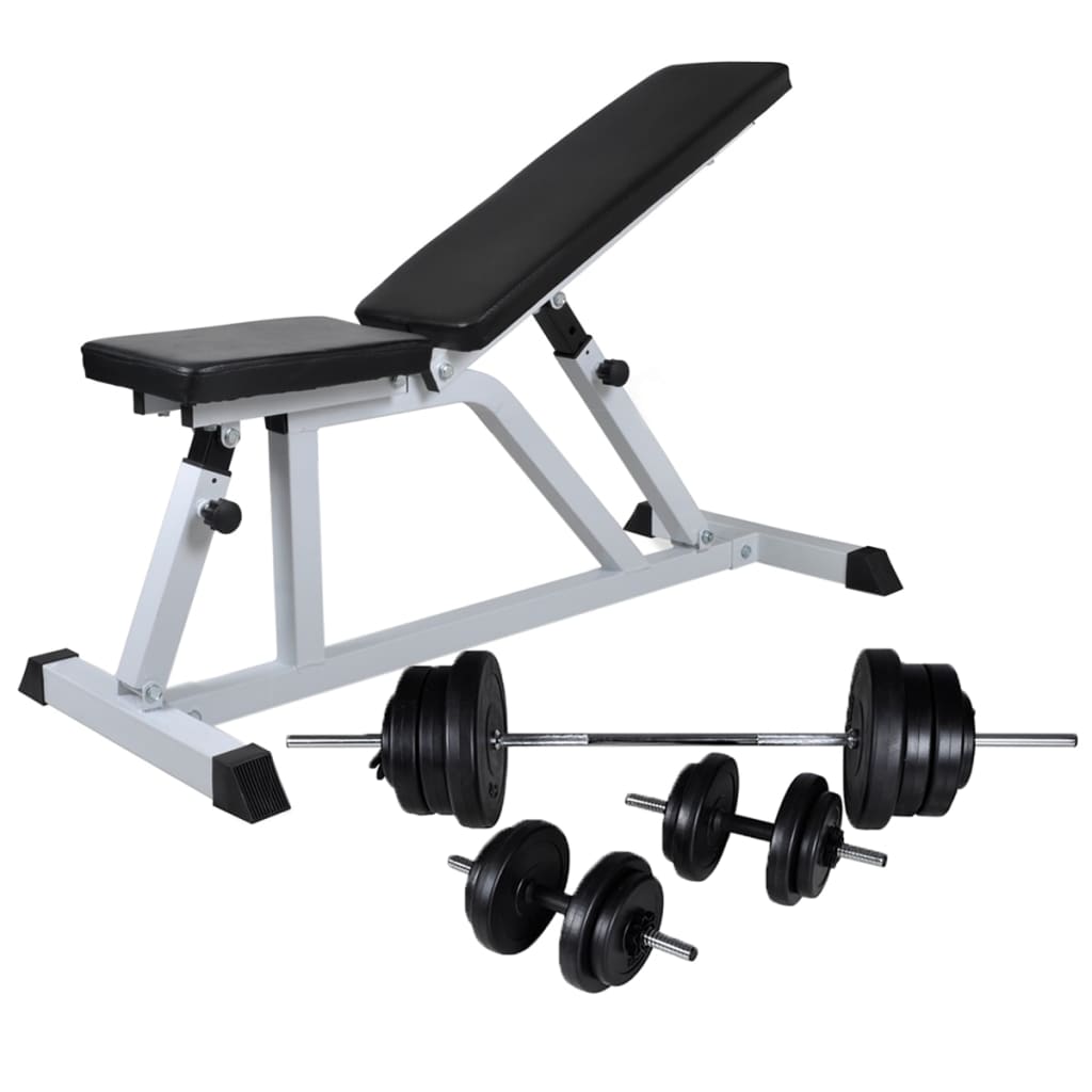 vidaXL Posilňovacia lavica, jednoručné a obojručné činky 60,5 kg-1