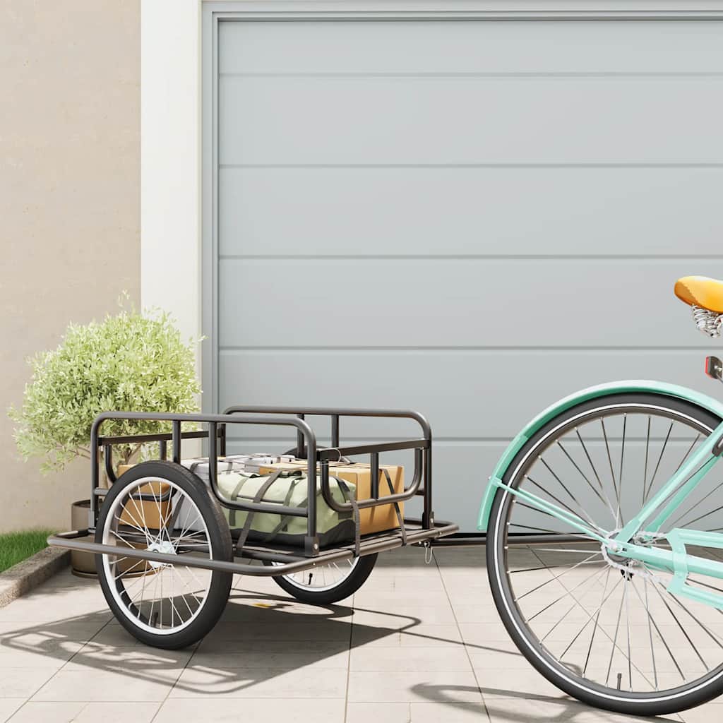 vidaXL Príves na bicykel 130x73x48,5 cm, oceľ, čierny-3