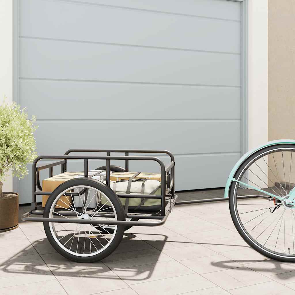 vidaXL Príves na bicykel 130x73x48,5 cm, oceľ, čierny-1