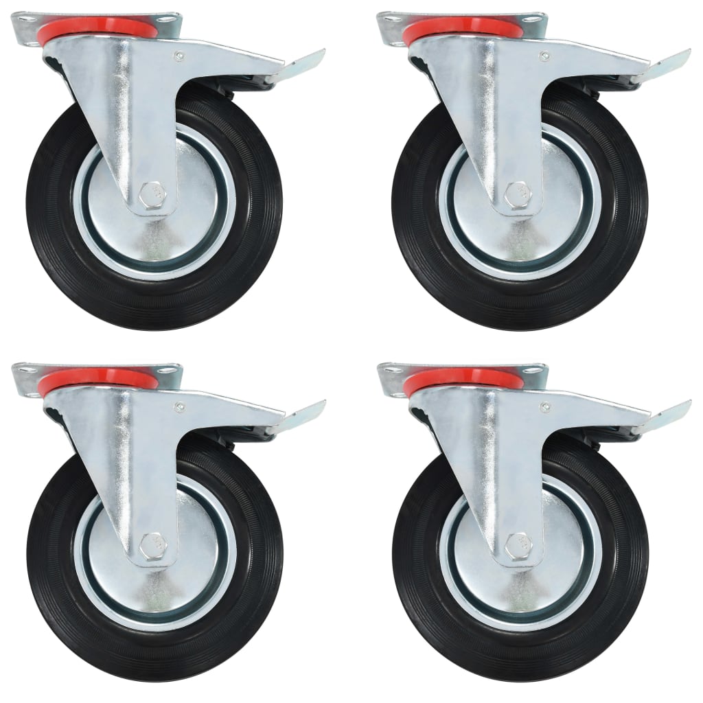 vidaXL Otočné kolieska s dvojitou brzdou 4 ks, 200 mm-1