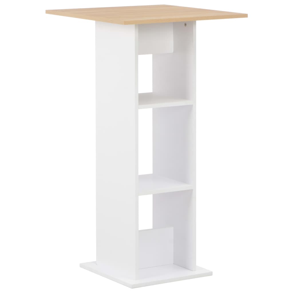 vidaXL Barový stôl, biely a dub sonoma 60x60x110 cm-1