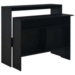 vidaXL Barový stôl s 2 vrchnými doskami čierny 130x40x120 cm-1