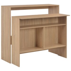 vidaXL Barový stôl s 2 vrchnými doskami dubová farba 130x40x120 cm-1