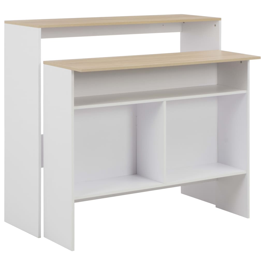 vidaXL Barový stôl s 2 stolovými doskami, bielo dubový 130x40x120 cm-1