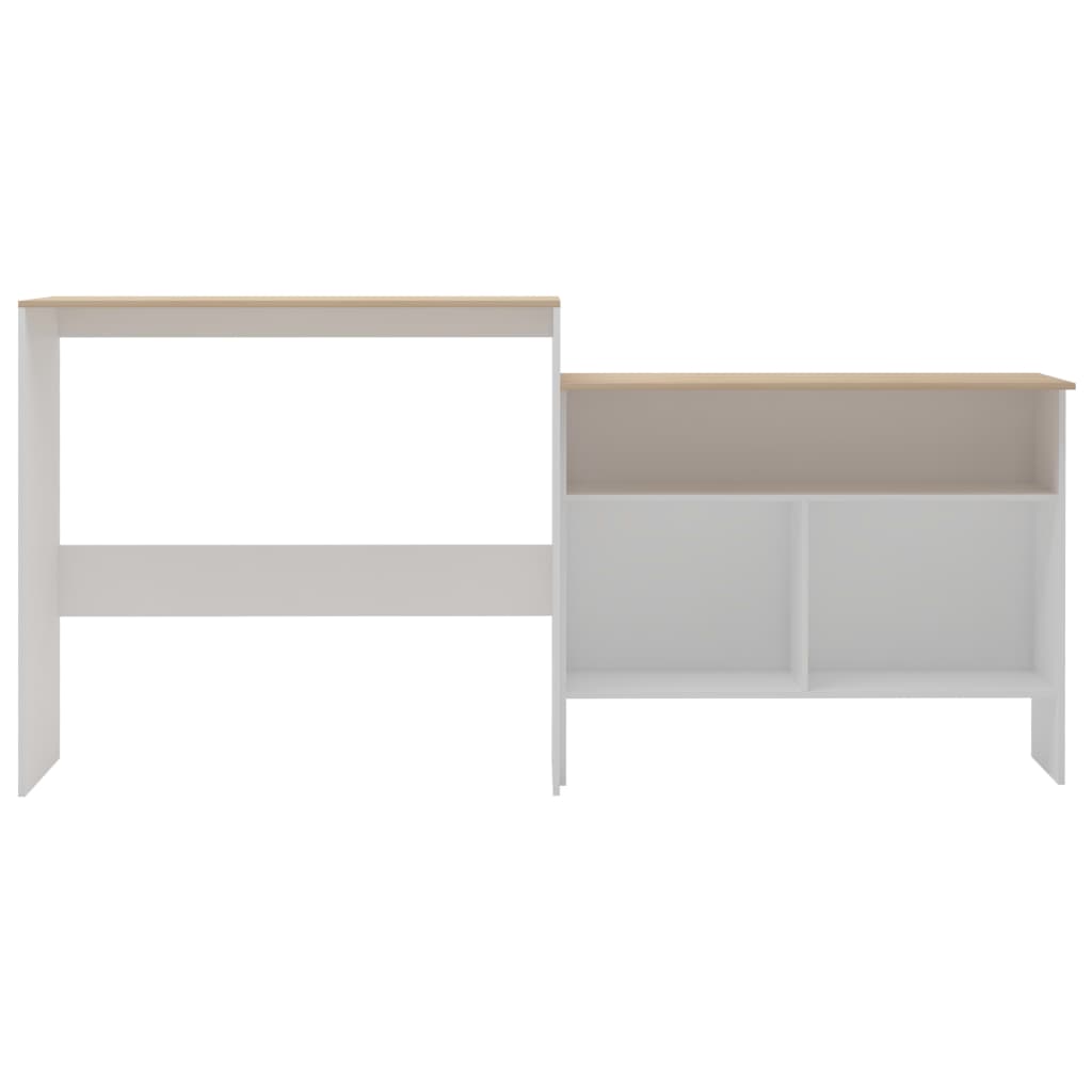 vidaXL Barový stôl s 2 stolovými doskami, bielo dubový 130x40x120 cm-3