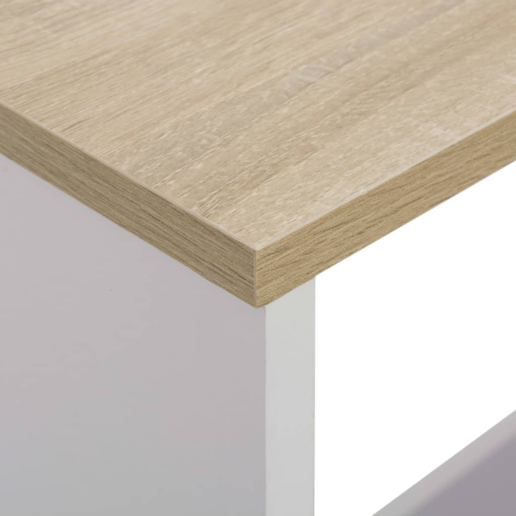 vidaXL Barový stôl s 2 stolovými doskami, bielo dubový 130x40x120 cm-9