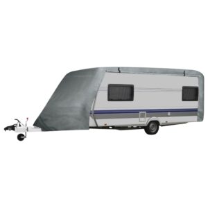 vidaXL Ochranná plachta na karavan, sivá, veľkosť M-1