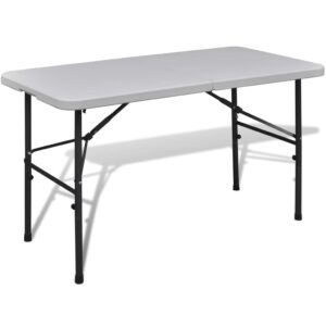 vidaXL Skladací záhradný stôl 122 cm, HDPE, biely-1