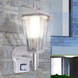 vidaXL Vonkajší nástenný lampáš so senzorom, nehrdzavejúca oceľ-1