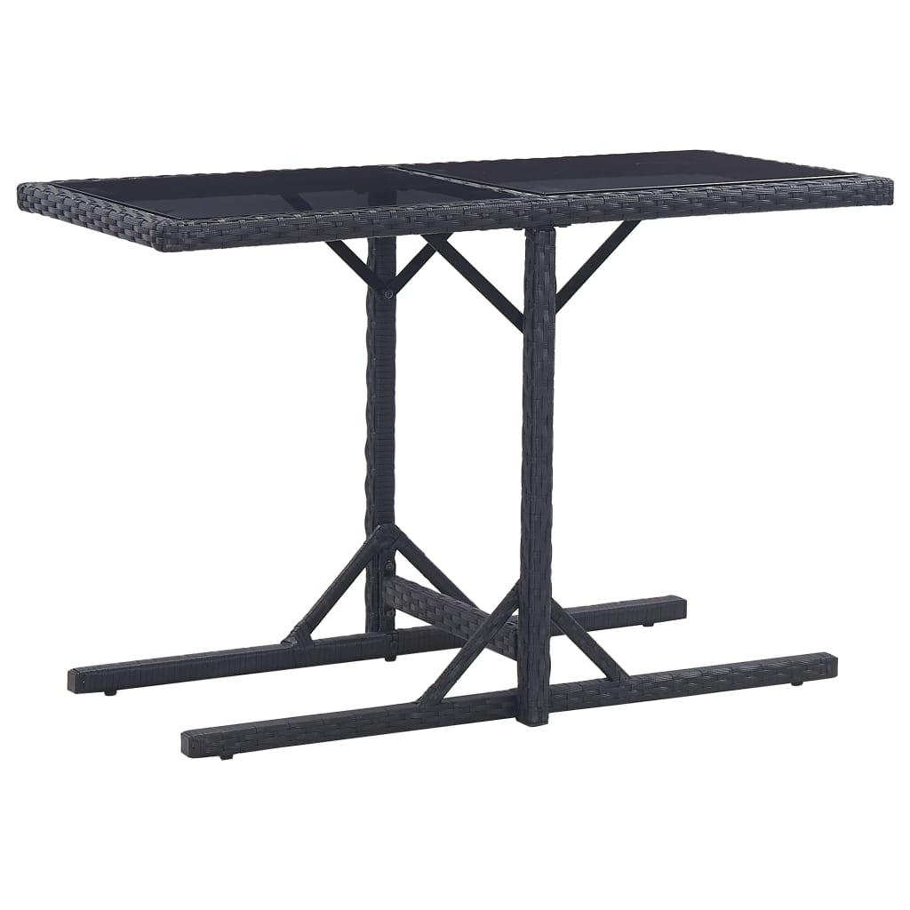 vidaXL Záhradný stôl čierny 110x53x72 cm sklenený a polyratan-1