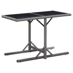 vidaXL Záhradný stôl antracitový 110x53x72 cm sklenený a polyratan-1