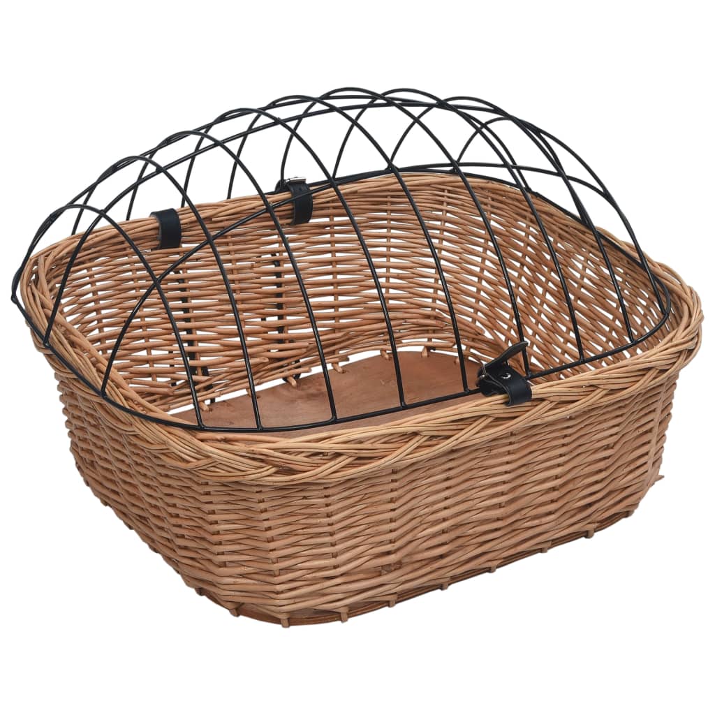 vidaXL Predný kôš na bicykel s poťahom 50x45x35 cm prírodná vŕba-3