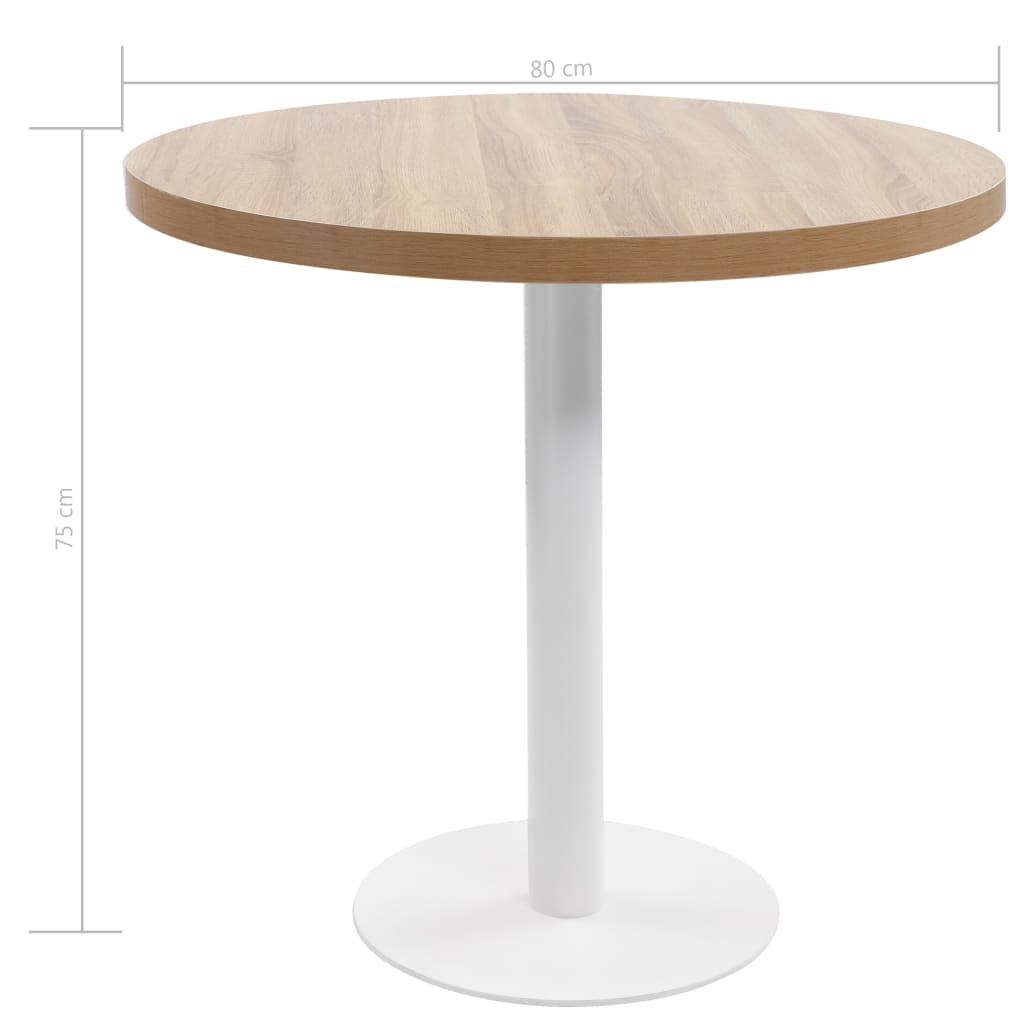 vidaXL Bistro stolík bledohnedý 80 cm MDF-5