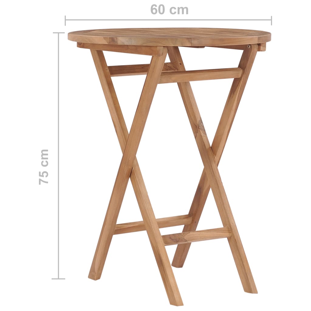 vidaXL Skladací záhradný stôl 60 cm teakový masív-7