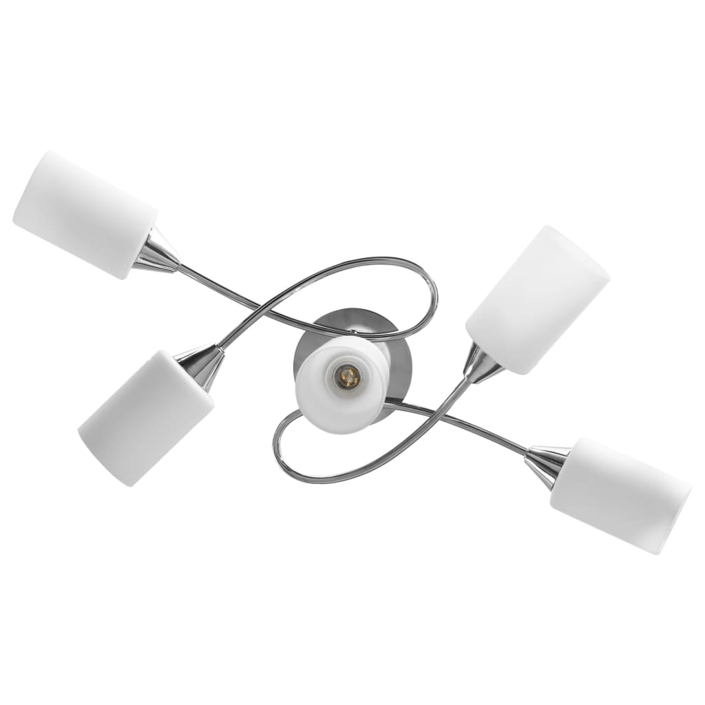 vidaXL Stropná lampa+keramické tienidlá na 5 žiaroviek E14,biely kužeľ-5