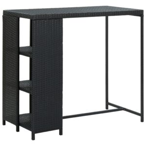 vidaXL Barový stolík s úložným regálom čierny 120x60x110 cm polyratan-1