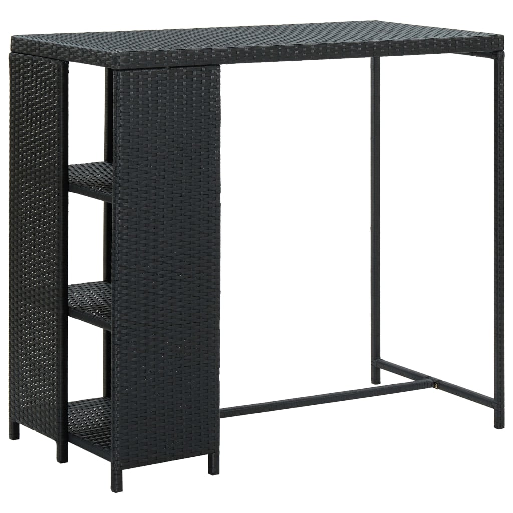 vidaXL Barový stolík s úložným regálom čierny 120x60x110 cm polyratan-1