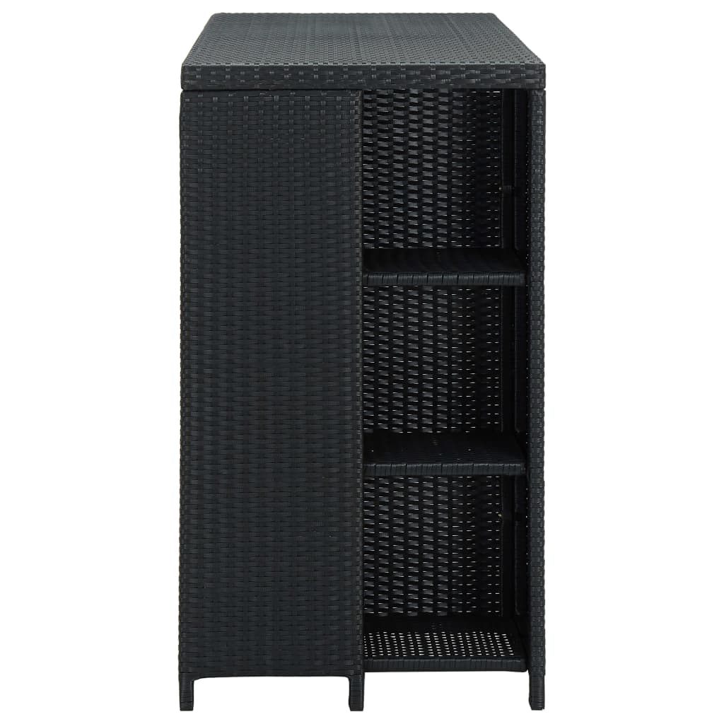vidaXL Barový stolík s úložným regálom čierny 120x60x110 cm polyratan-3