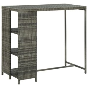 vidaXL Barový stolík s úložným regálom sivý 120x60x110 cm polyratan-1