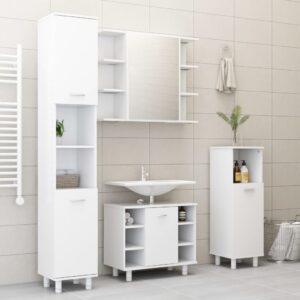 vidaXL 4-dielna sada kúpeľňového nábytku, biela, kompozitné drevo-1