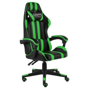 vidaXL Herná stolička čierna a zelená umelá koža-1