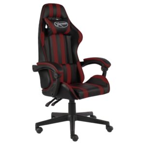vidaXL Herná stolička čierna a vínová umelá koža-1