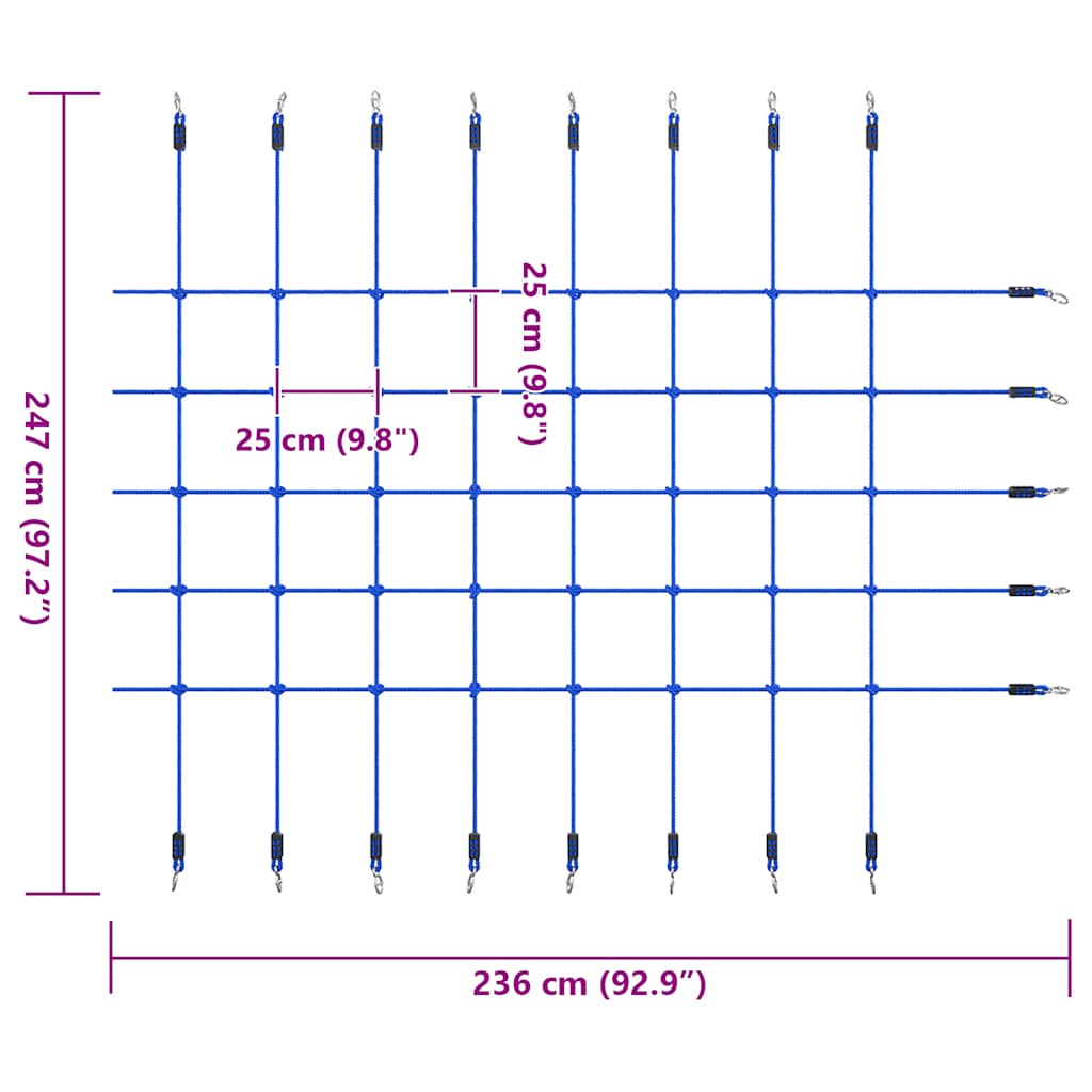 vidaXL Sieť na lezenie 200x150 cm modrá-5