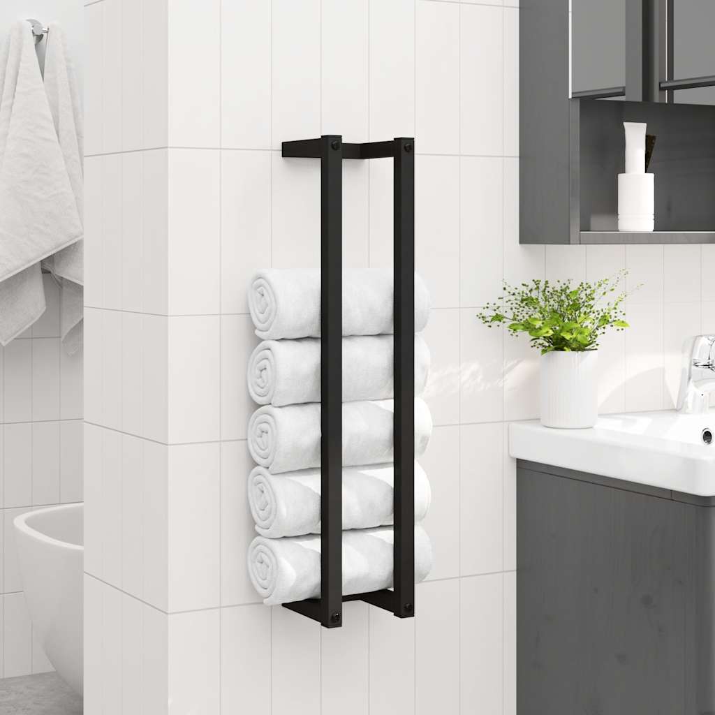 vidaXL Stojan na uteráky čierny 12,5x12,5x60 cm železný-3