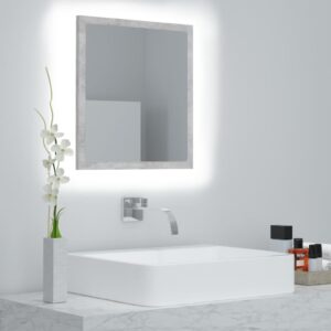 vidaXL Kúpeľňové zrkadlo s LED, betónovo sivé 40x8,5x37cm, akryl-1