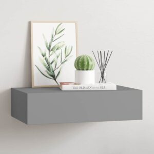 vidaXL Nástenná zásuvková polica sivá 40x23,5x10 cm MDF-1