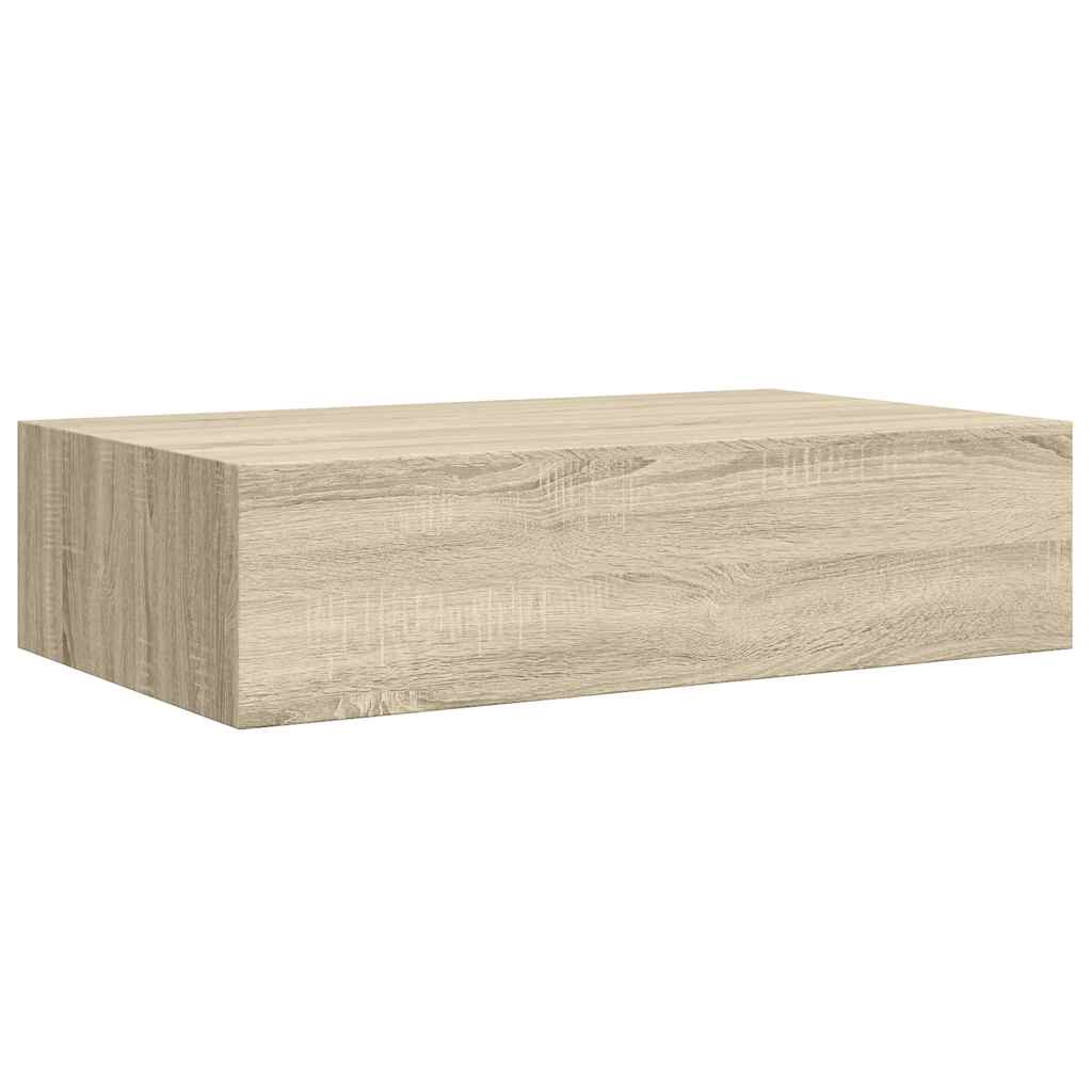 vidaXL Nástenná zásuvková polica dubová 40x23,5x10 cm MDF-5