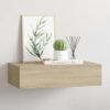 vidaXL Nástenná zásuvková polica dubová 40x23,5x10 cm MDF-1