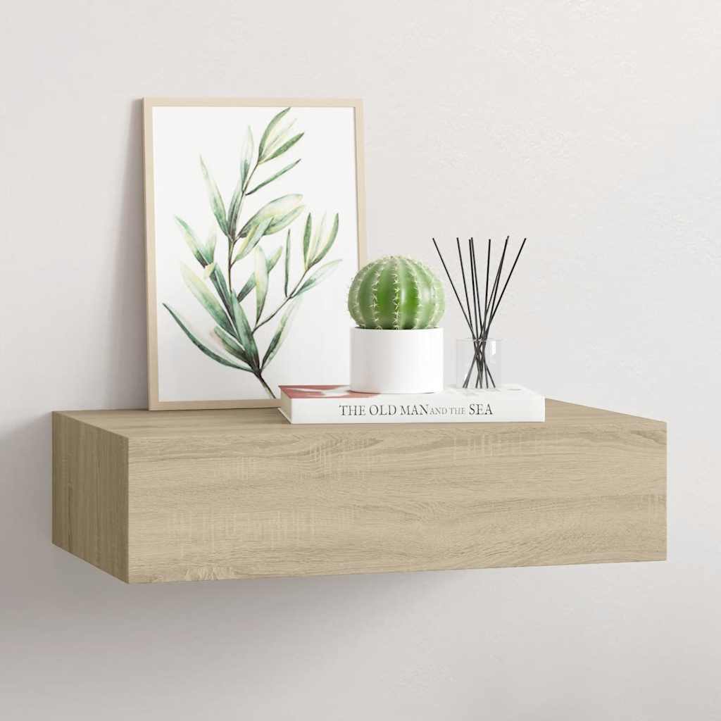 vidaXL Nástenná zásuvková polica dubová 40x23,5x10 cm MDF-1