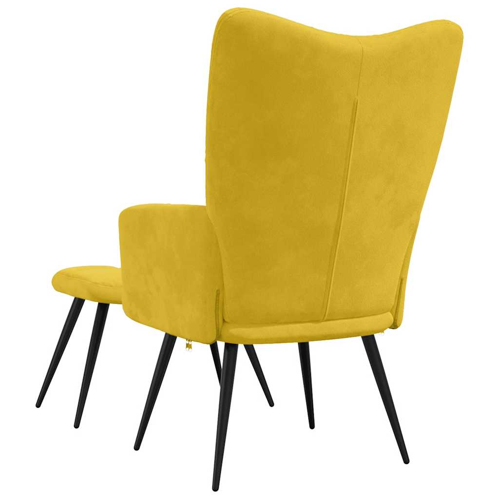 vidaXL Relaxačné kreslo s taburetkou, horčicovožlté zamatové-5