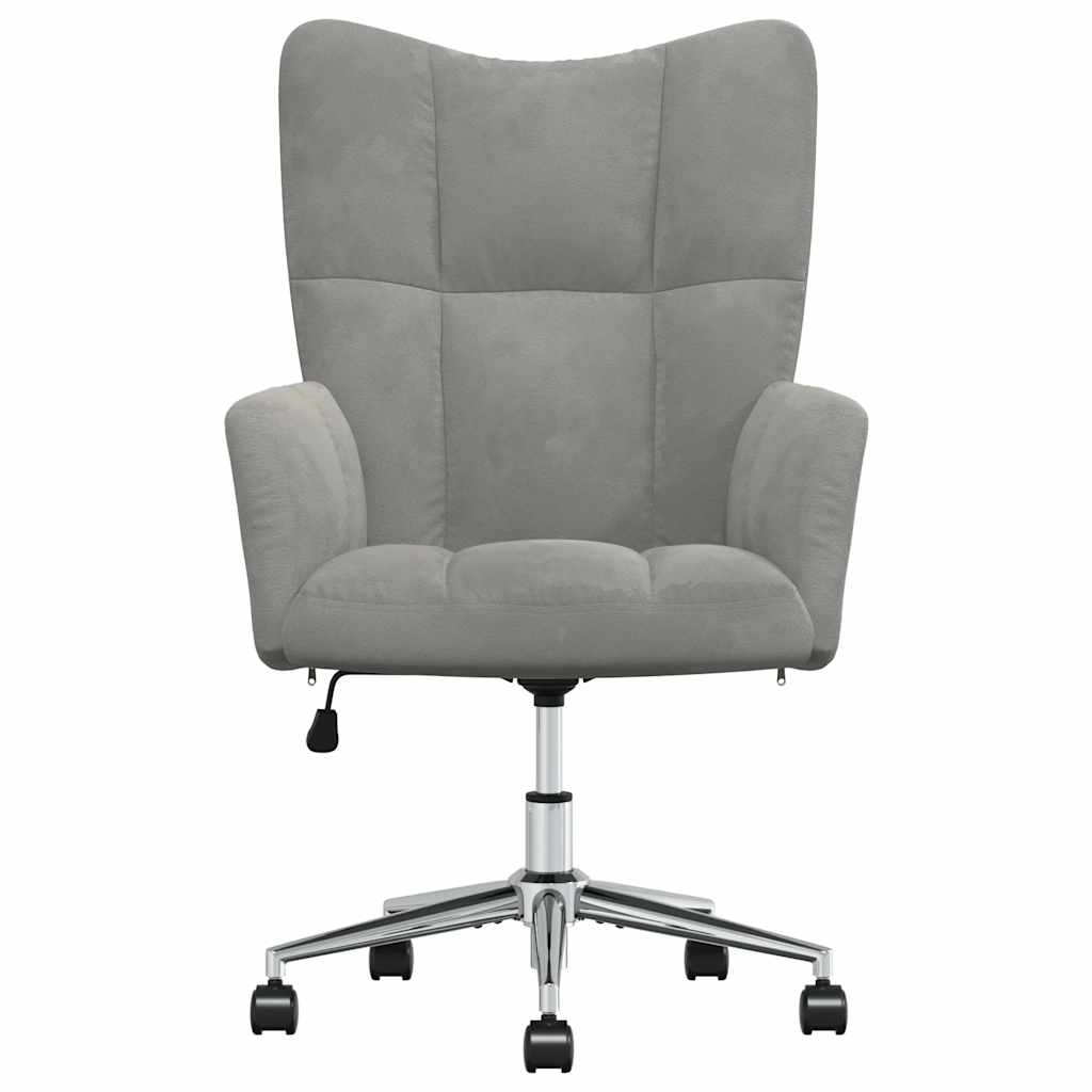 vidaXL Relaxačné kreslo bledosivé zamat-3