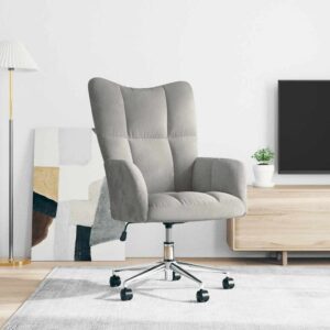 vidaXL Relaxačné kreslo bledosivé zamat-1