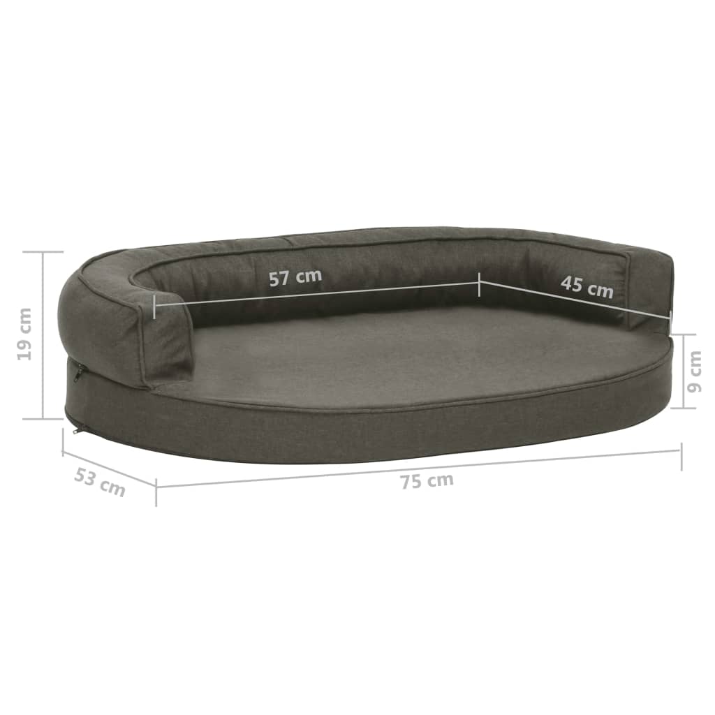 vidaXL Ergonomický matrac pre psa 75x53 cm ľanový vzhľad tmavošedý-7
