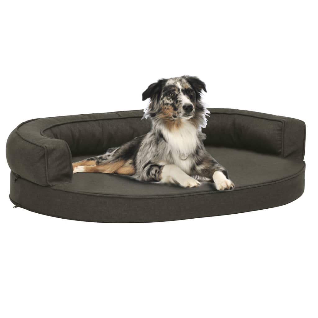 vidaXL Ergonomický matrac pre psa 75x53 cm ľanový vzhľad tmavošedý-1