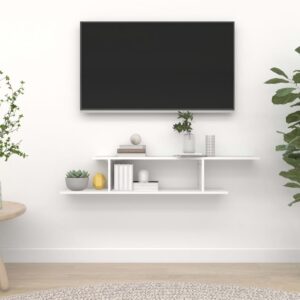 vidaXL Nástenná TV polica, biela 125x18x23 cm, kompozitné drevo-1