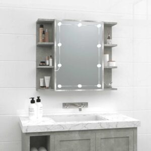 vidaXL Zrkadlová skrinka s LED betónovosivá 70x16,5x60 cm-1