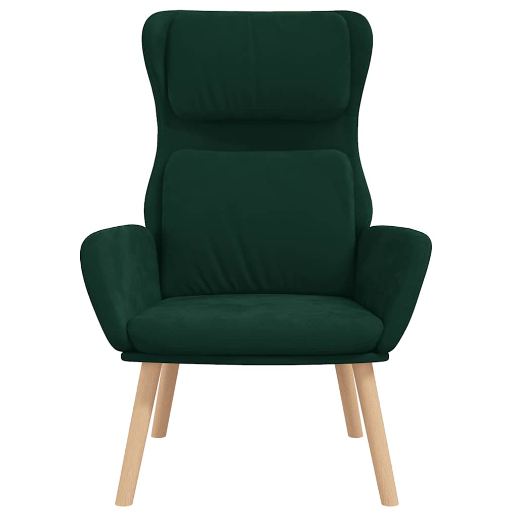 vidaXL Relaxačné kreslo tmavozelené zamatové-3