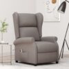 vidaXL Elektrické sklápacie kreslo wingback sivohnedo látka-1