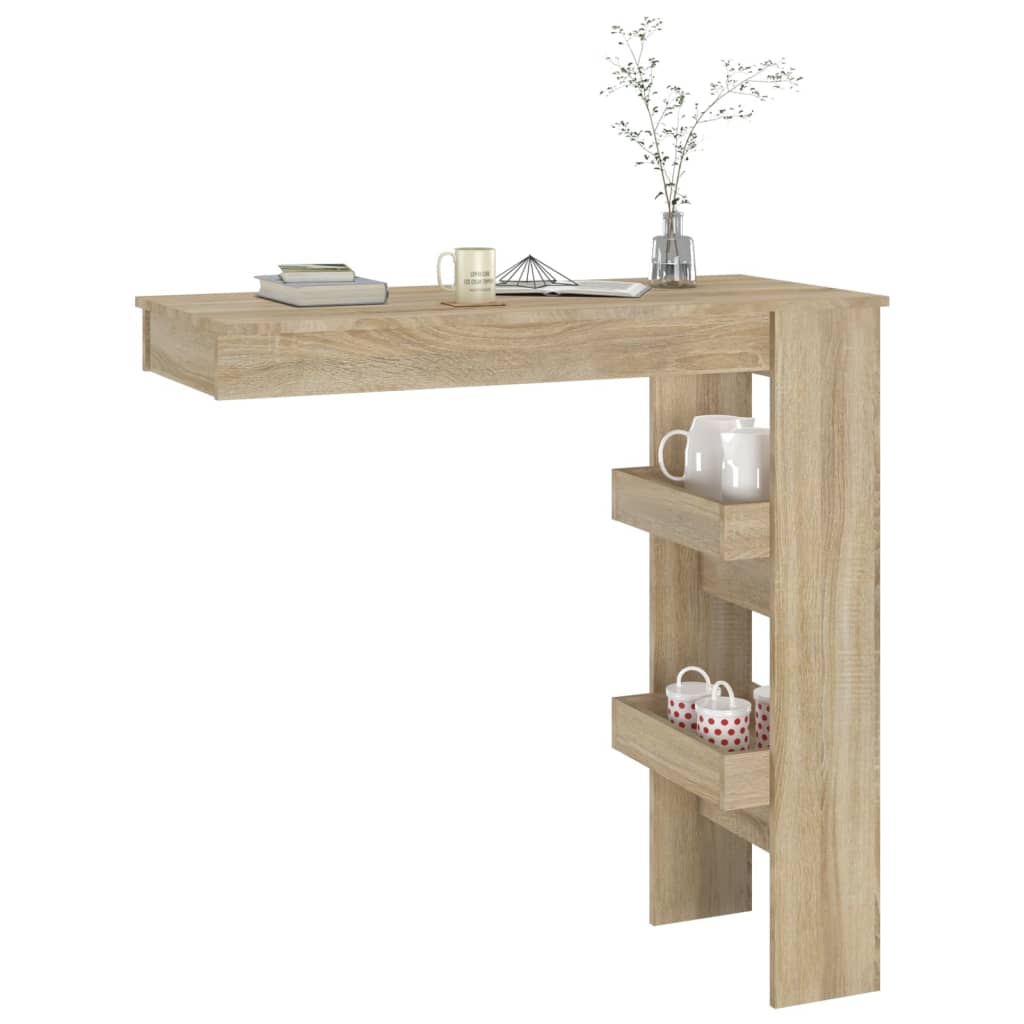 vidaXL Nástenný barový stôl sonoma 102x45x103,5 cm spracované drevo-7