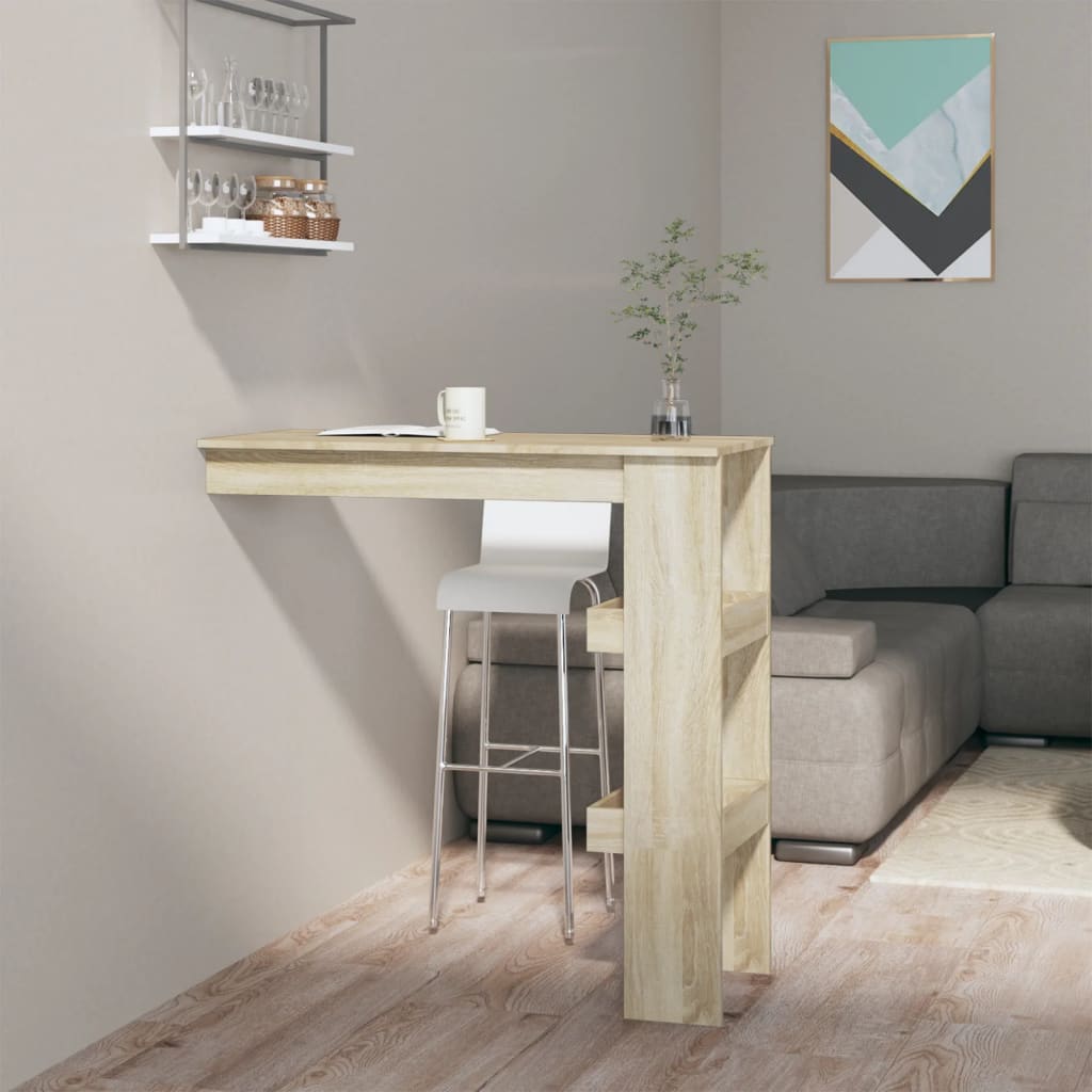vidaXL Nástenný barový stôl sonoma 102x45x103,5 cm spracované drevo-1