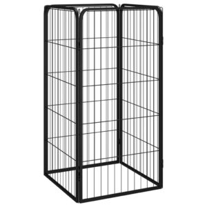 vidaXL Ohrádka pre psov 4 panely čierna 50x100 cm práškovaná oceľ-1