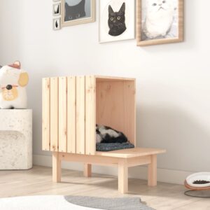 vidaXL Mačací domček 60x36x60 cm borovicový masív-1