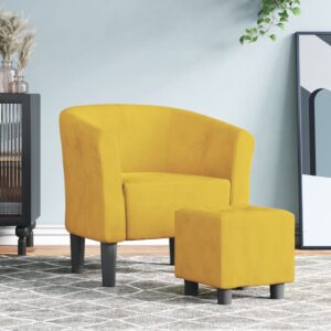vidaXL Relaxačné kreslo s podnožkou žlté zamat-1