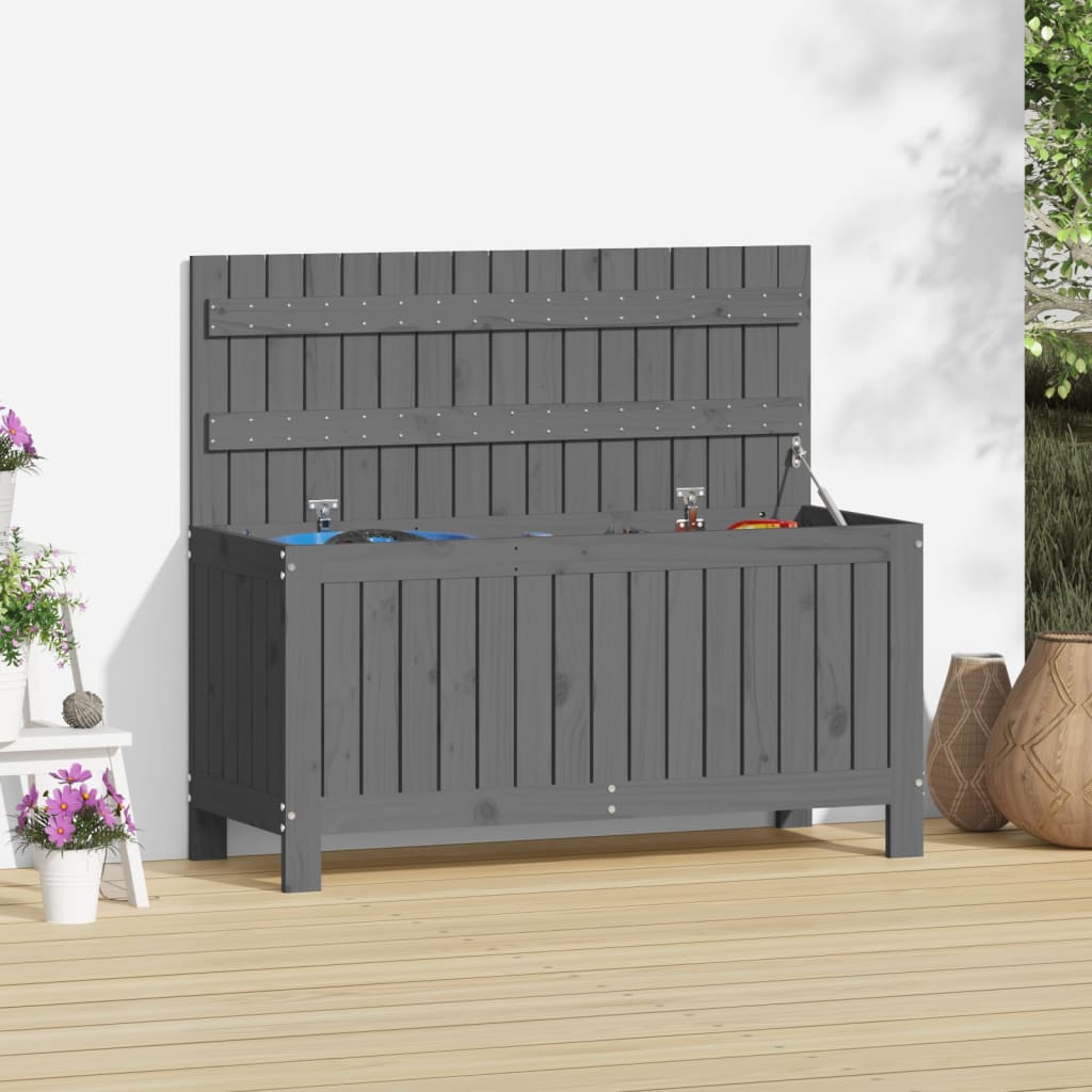vidaXL Záhradný úložný box sivý 108x42,5x54 cm masívna borovica-1